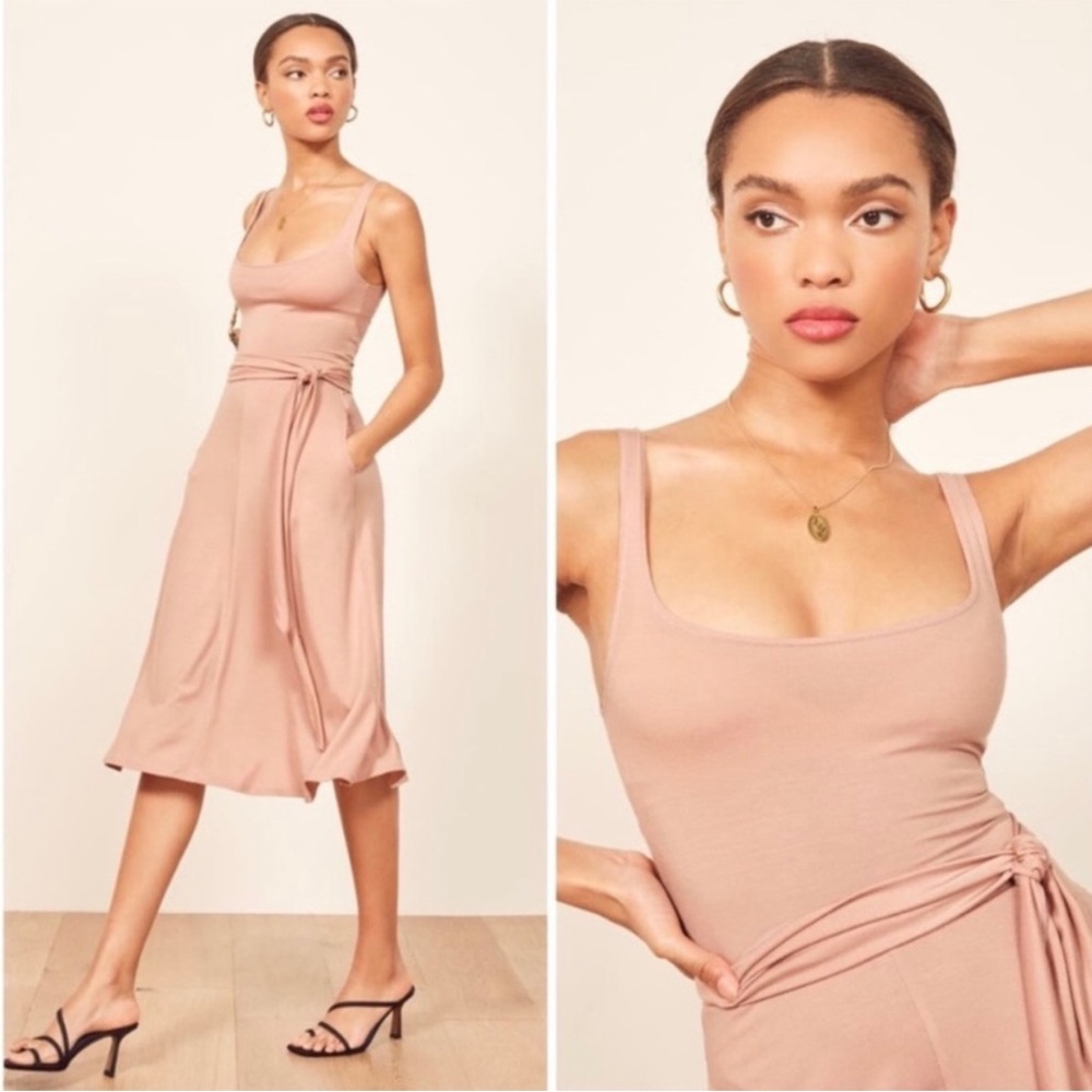Reformation Women’s August Tank MIDI Dress Sz S Pink Nude